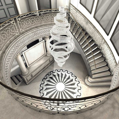 Long Crystal Tassel Rings Chandelier Extra Large Living Room Staircase High Ceiling Lighting Fixture-Nobipets