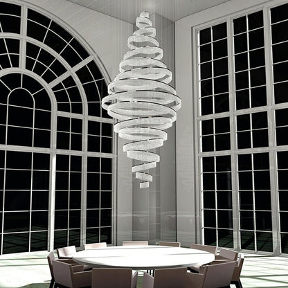 Long Crystal Tassel Rings Chandelier Extra Large Living Room Staircase High Ceiling Lighting Fixture-Nobipets