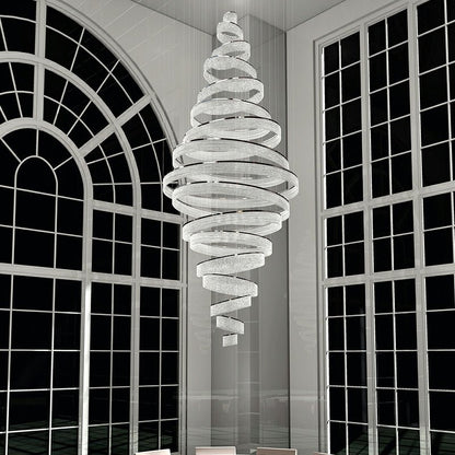 Long Crystal Tassel Rings Chandelier Extra Large Living Room Staircase High Ceiling Lighting Fixture-Nobipets