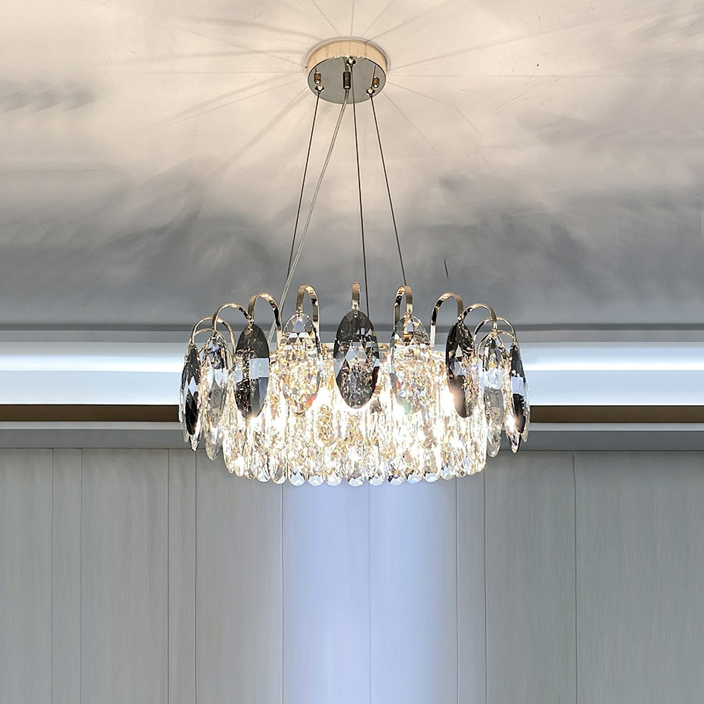 Luxurious K9 Crystal Chandelier Modern Ceiling Light Fixtures Set for Living Room/Dining Room-Nobipets