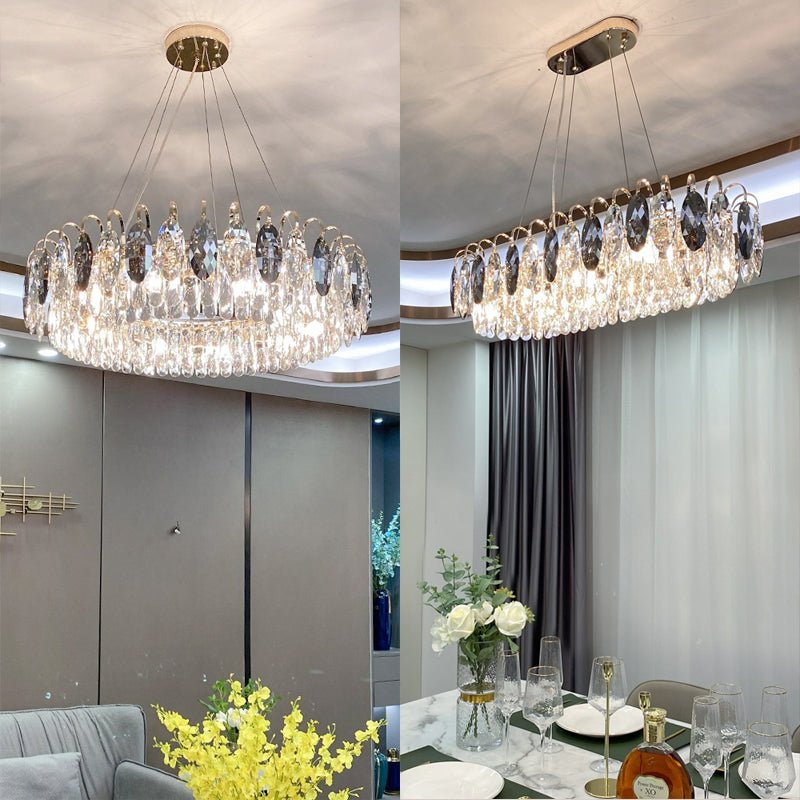 Luxurious K9 Crystal Chandelier Modern Ceiling Light Fixtures Set for Living Room/Dining Room-Nobipets