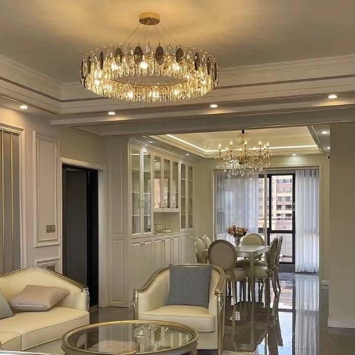 Luxurious K9 Crystal Chandelier Modern Ceiling Light Fixtures Set for Living Room/Dining Room-Nobipets