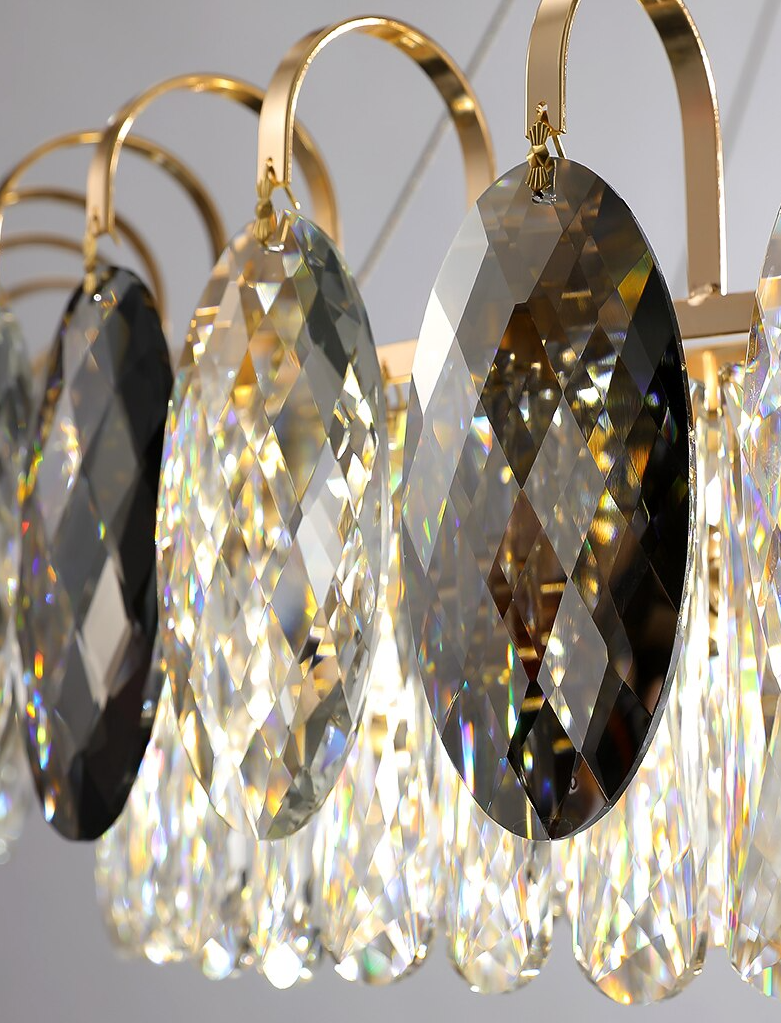 Luxurious K9 Crystal Chandelier Modern Ceiling Light Fixtures Set for Living Room/Dining Room-Nobipets