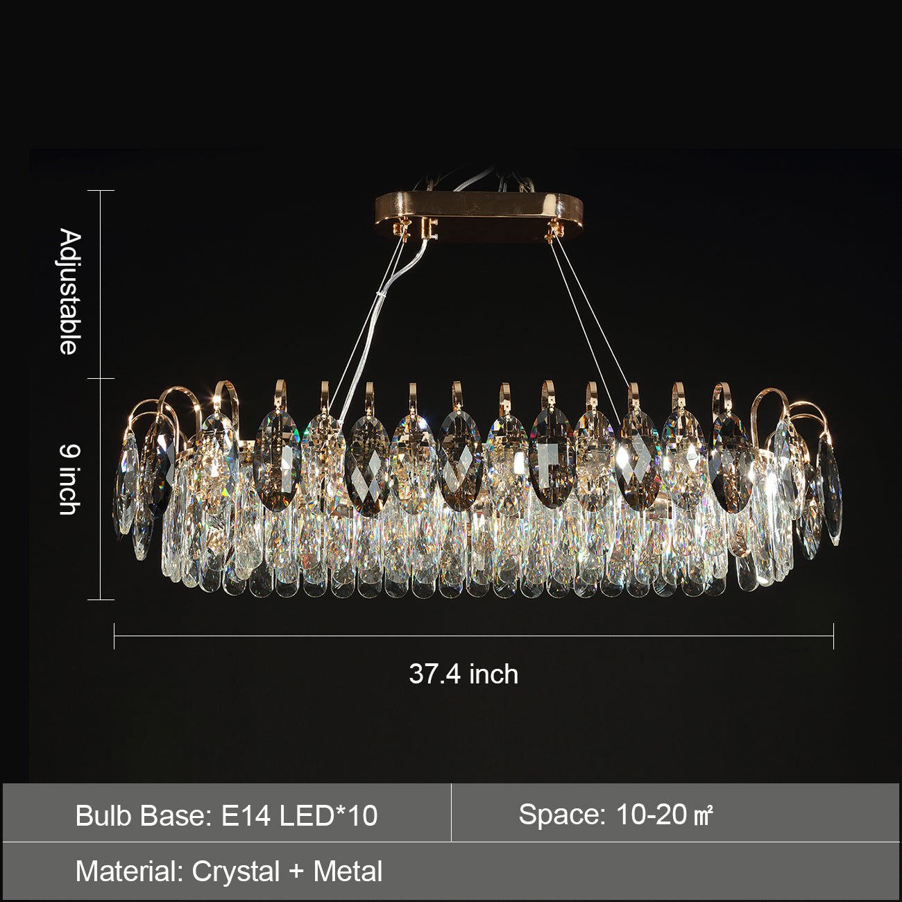 Luxurious K9 Crystal Chandelier Modern Ceiling Light Fixtures Set for Living Room/Dining Room-Nobipets