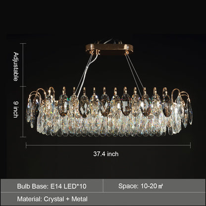 Luxurious K9 Crystal Chandelier Modern Ceiling Light Fixtures Set for Living Room/Dining Room-Nobipets