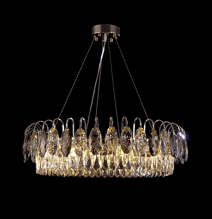 Luxurious K9 Crystal Chandelier Modern Ceiling Light Fixtures Set for Living Room/Dining Room-Nobipets