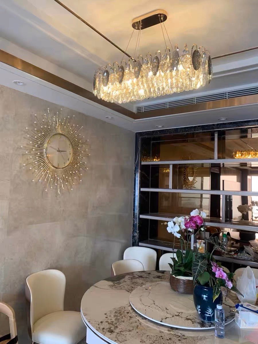 Luxurious K9 Crystal Chandelier Modern Ceiling Light Fixtures Set for Living Room/Dining Room-Nobipets