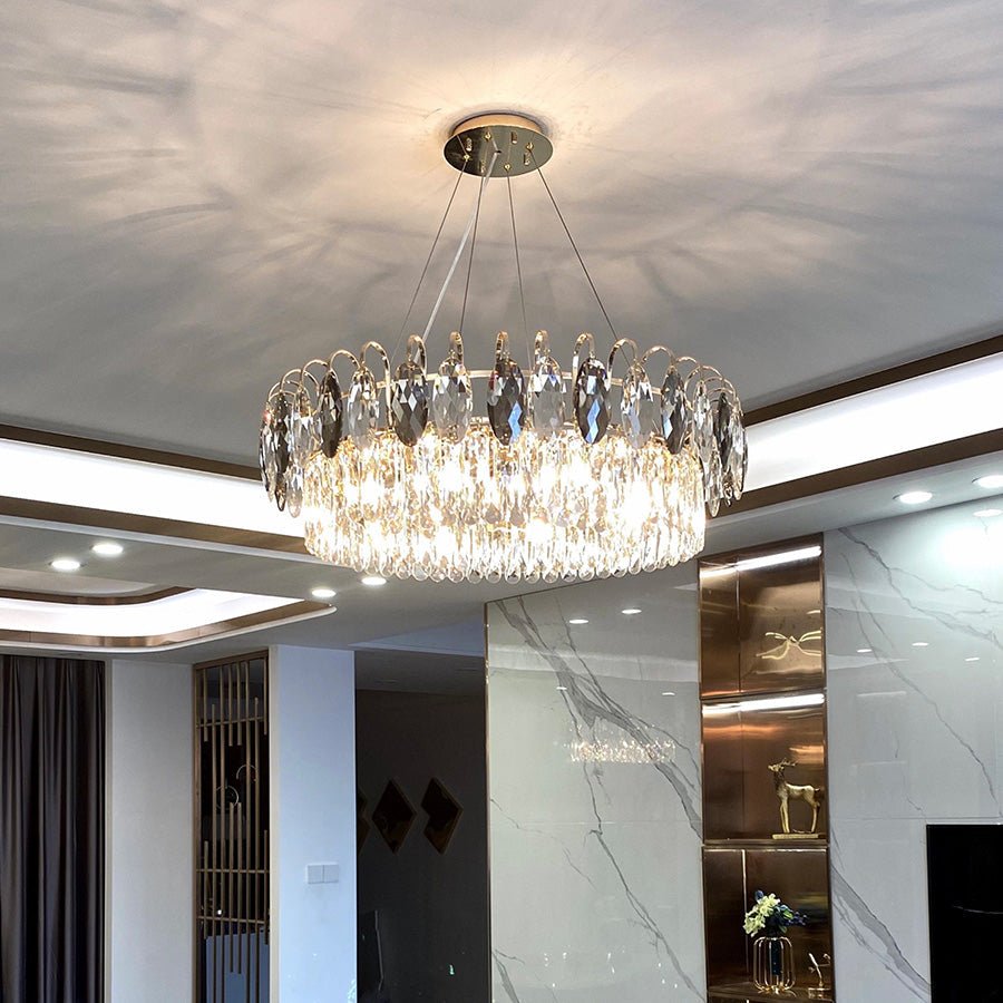 Luxurious K9 Crystal Chandelier Modern Ceiling Light Fixtures Set for Living Room/Dining Room-Nobipets