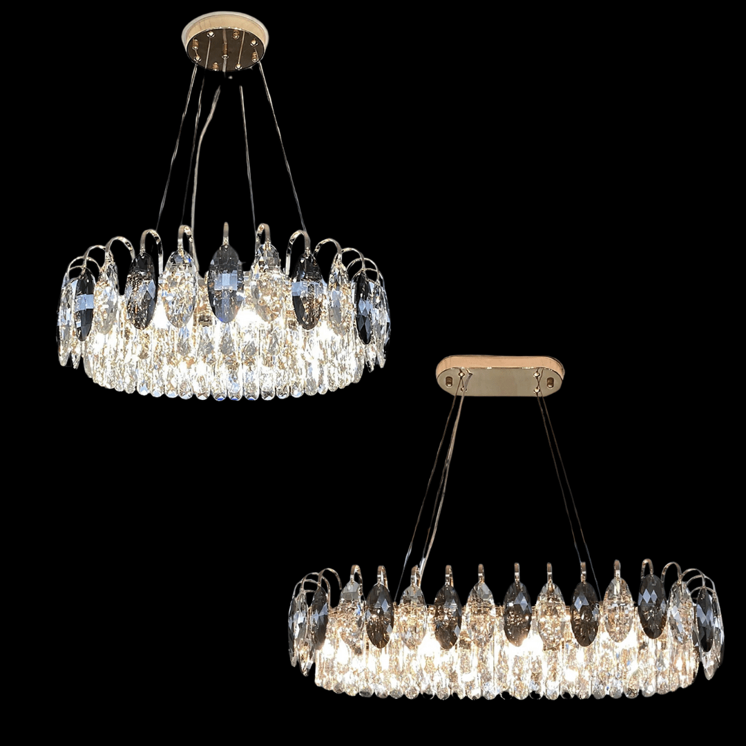 Luxurious K9 Crystal Chandelier Modern Ceiling Light Fixtures Set for Living Room/Dining Room-Nobipets