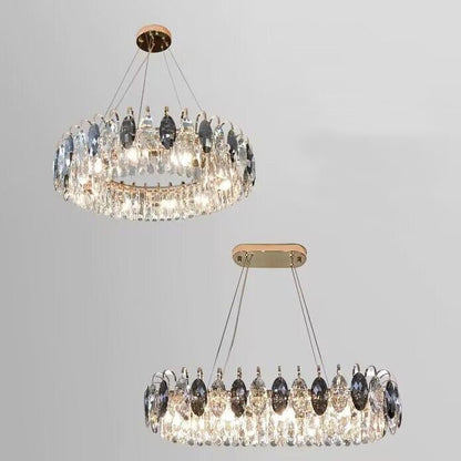 Luxurious K9 Crystal Chandelier Modern Ceiling Light Fixtures Set for Living Room/Dining Room-Nobipets