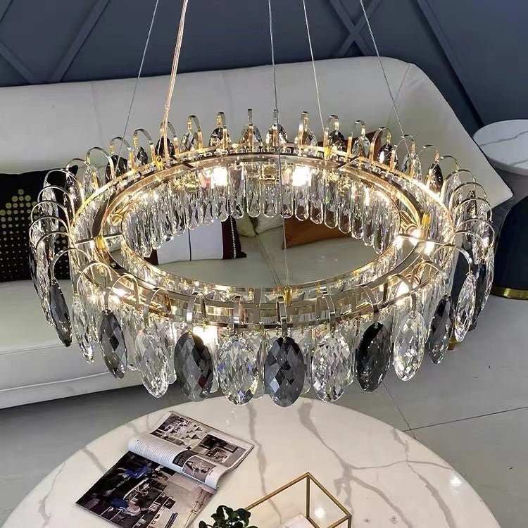 Luxurious K9 Crystal Chandelier Modern Ceiling Light Fixtures Set for Living Room/Dining Room-Nobipets