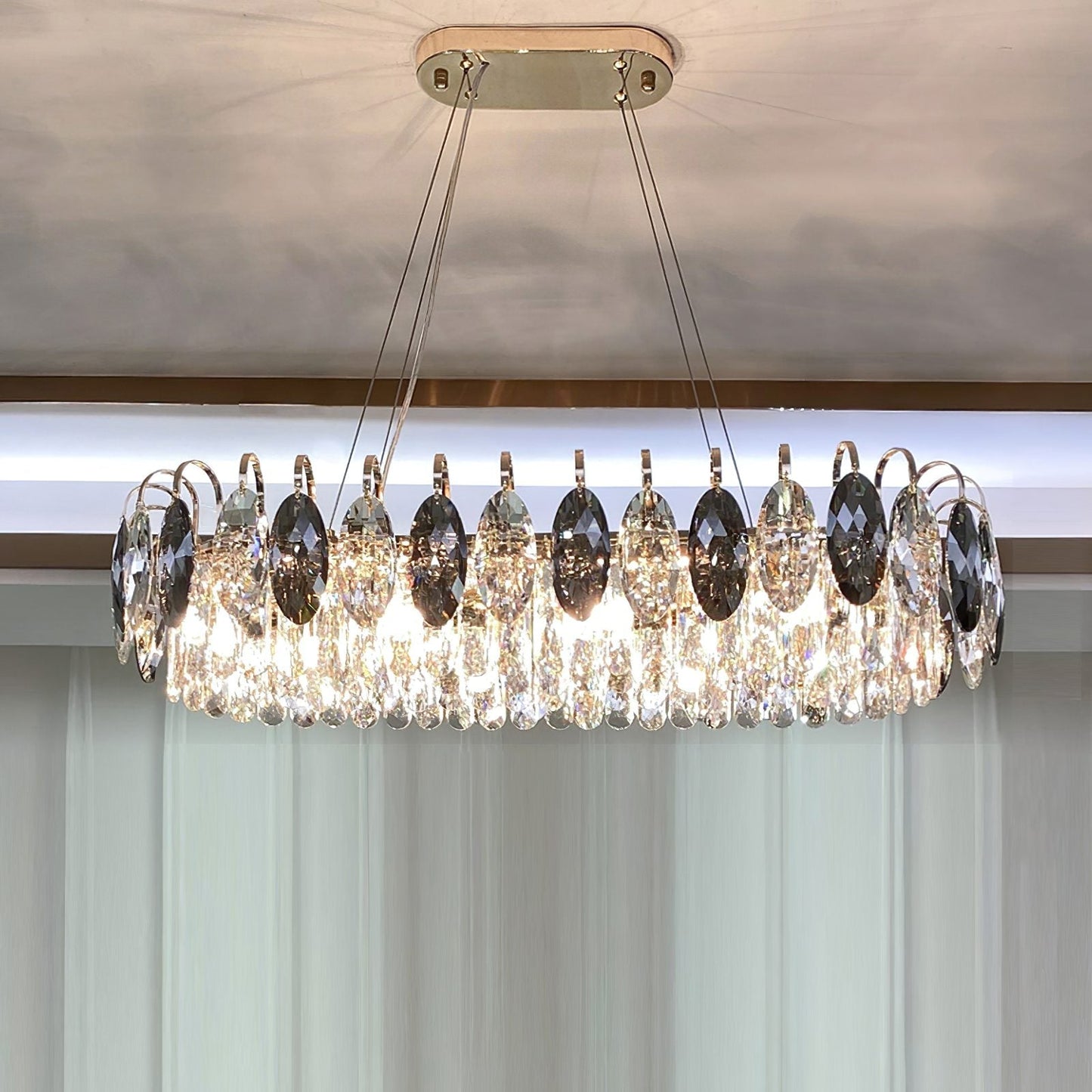 Luxurious K9 Crystal Chandelier Modern Ceiling Light Fixtures Set for Living Room/Dining Room-Nobipets