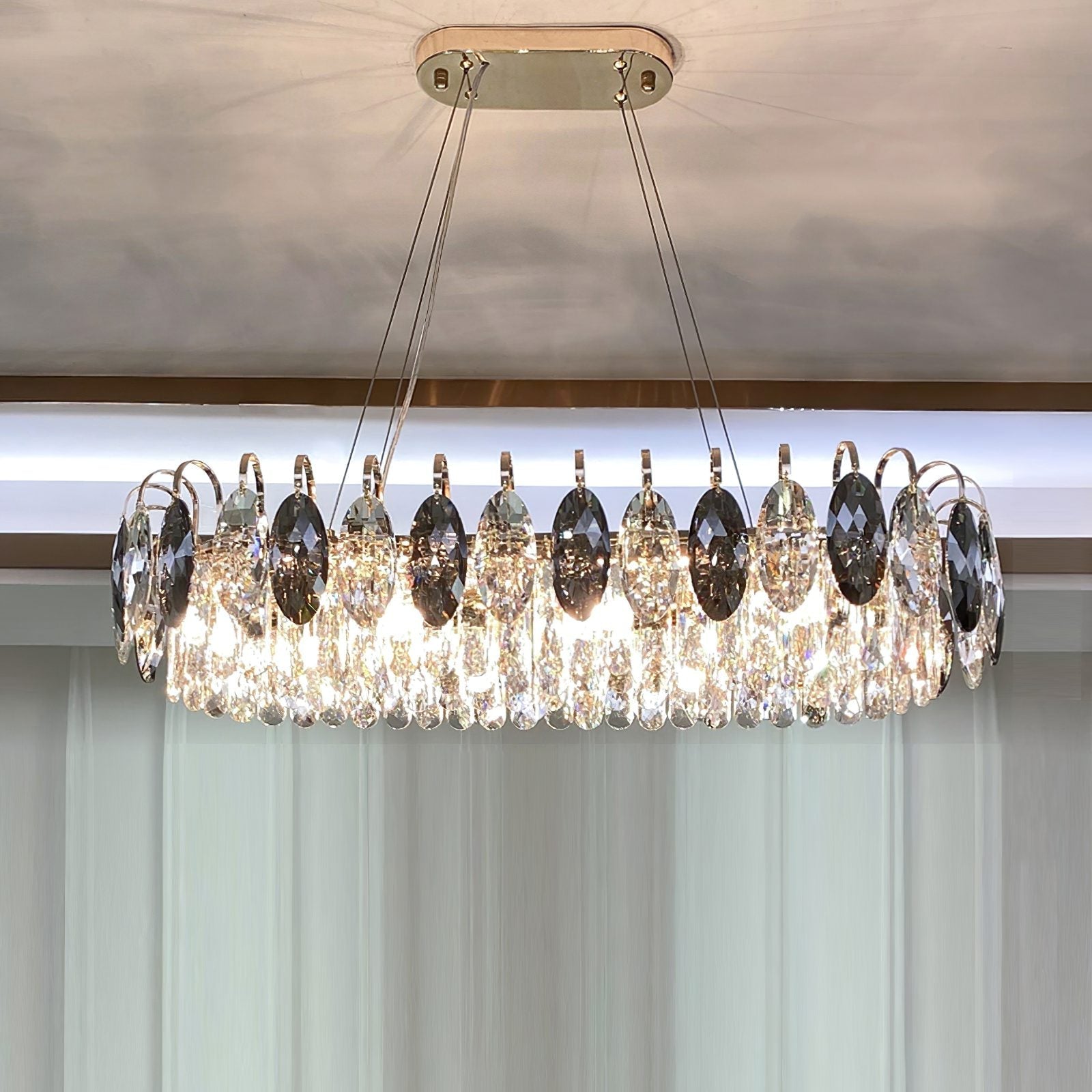 Luxurious K9 Crystal Chandelier Modern Ceiling Light Fixtures Set for Living Room/Dining Room-Nobipets