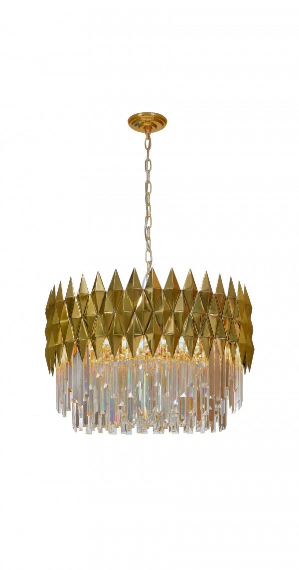 Luxury 1/2-Tier Round/Rectangular Gold Finish Crystal Chandelier for Living Room/Bedroom-Nobipets