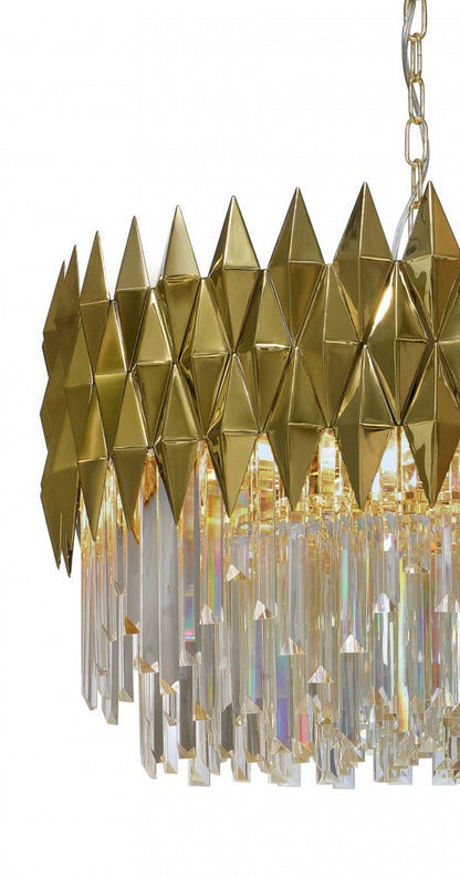 Luxury 1/2-Tier Round/Rectangular Gold Finish Crystal Chandelier for Living Room/Bedroom-Nobipets