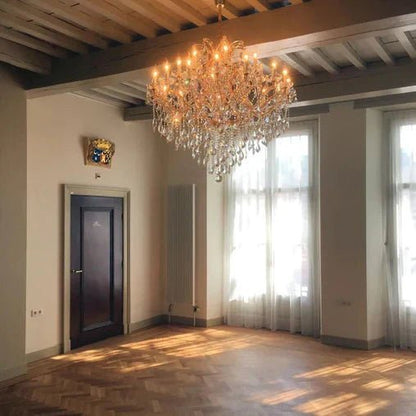 Luxury 25-Light Candle Crystal Chandelier in Gold/Chrome Finish-Nobipets