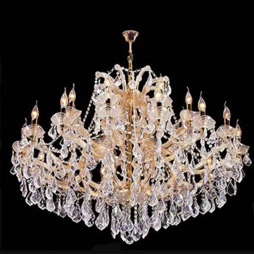 Luxury 25-Light Candle Crystal Chandelier in Gold/Chrome Finish-Nobipets
