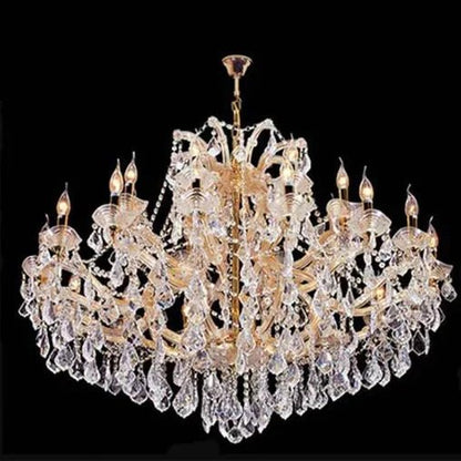 Luxury 25-Light Candle Crystal Chandelier in Gold/Chrome Finish-Nobipets