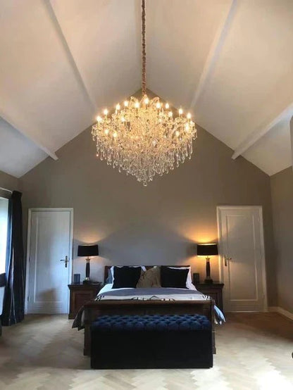 Luxury 25-Light Candle Crystal Chandelier in Gold/Chrome Finish-Nobipets