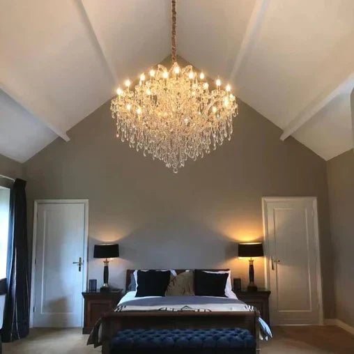 Luxury 25-Light Candle Crystal Chandelier in Gold/Chrome Finish-Nobipets