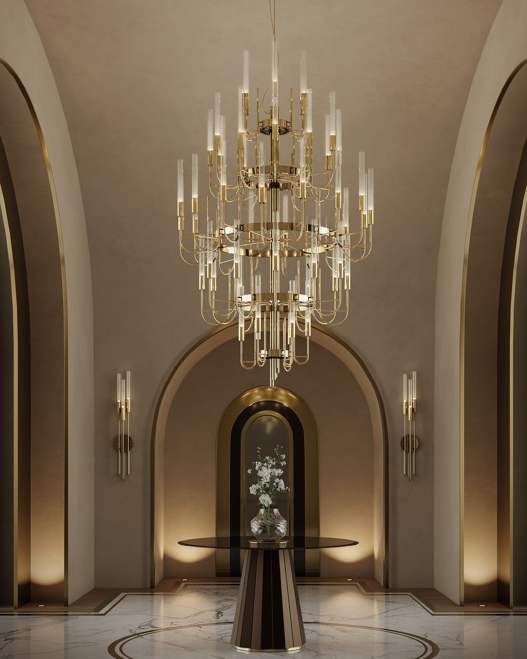 Luxury 5-Tier Crystal Rods Luxury Gala Chandelier-Nobipets