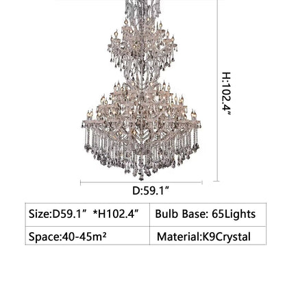 Luxury Atmospheric European Candle Crystal Chandelier Designer Creative for Hotel / Villa / Living Room-Nobipets