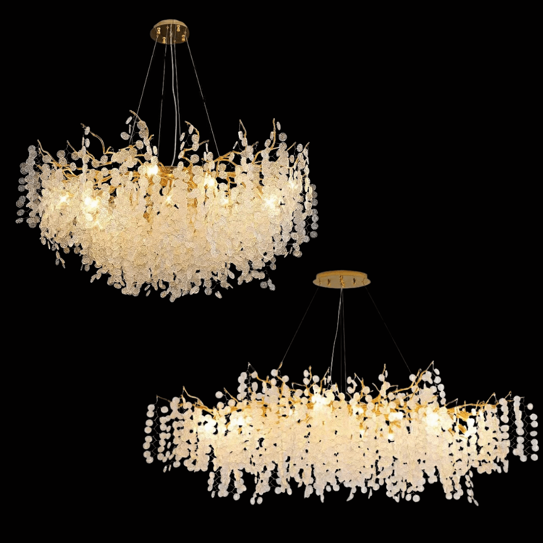 Luxury Branches Crystal Frosted Glass Chandelier Set for Living /Dining Room-Nobipets