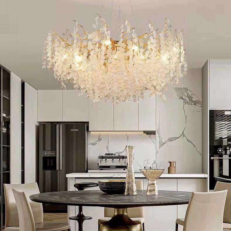 Luxury Branches Crystal Frosted Glass Chandelier Set for Living /Dining Room-Nobipets