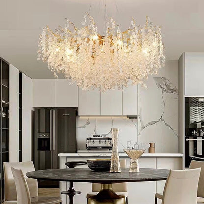 Luxury Branches Crystal Frosted Glass Chandelier Set for Living /Dining Room-Nobipets