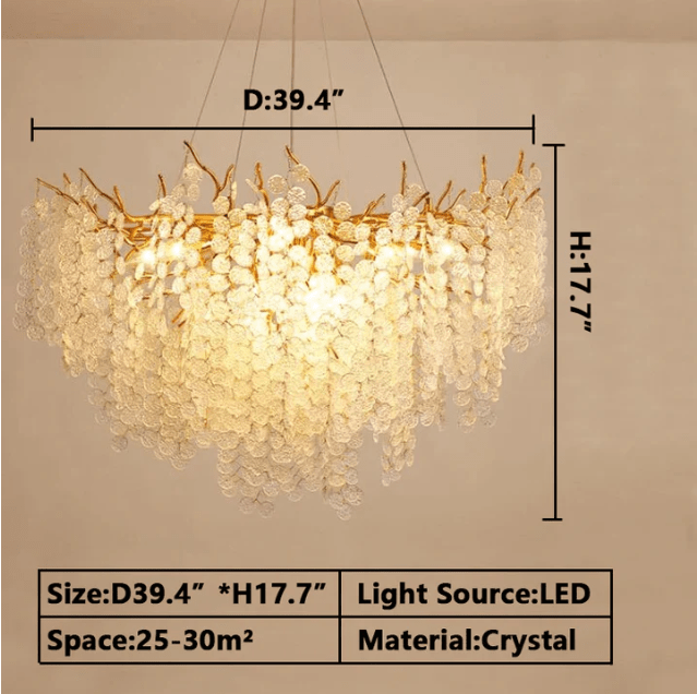 Luxury Branches Crystal Frosted Glass Chandelier Set for Living /Dining Room-Nobipets