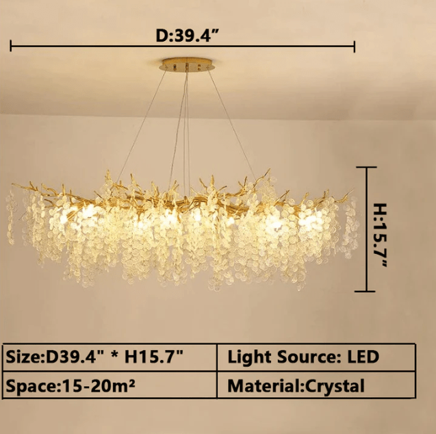 Luxury Branches Crystal Frosted Glass Chandelier Set for Living /Dining Room-Nobipets