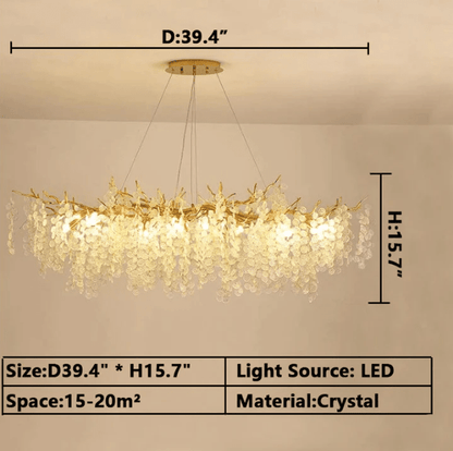 Luxury Branches Crystal Frosted Glass Chandelier Set for Living /Dining Room-Nobipets