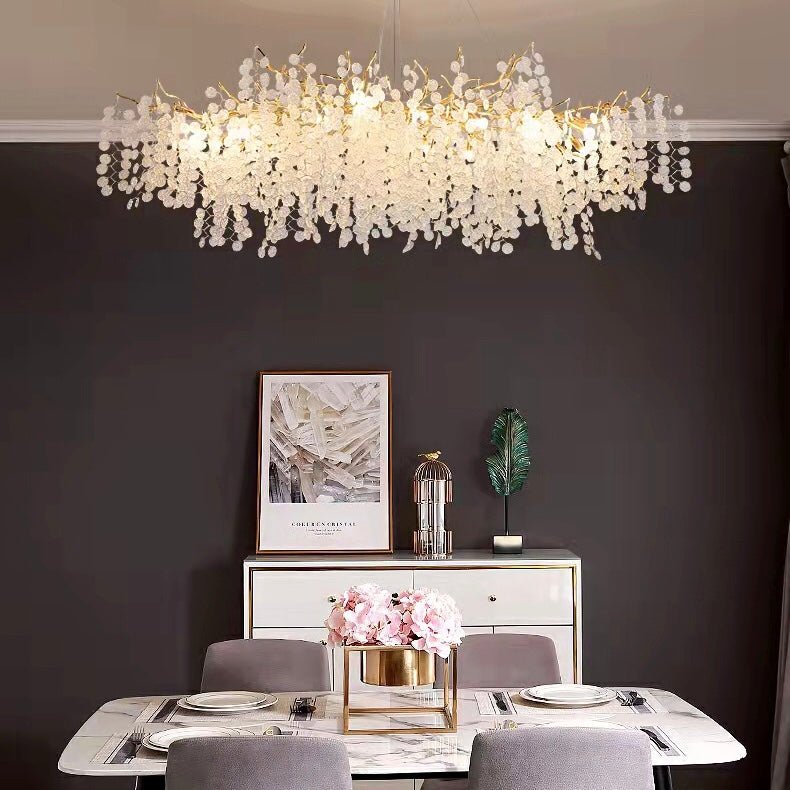 Luxury Branches Crystal Frosted Glass Chandelier Set for Living /Dining Room-Nobipets