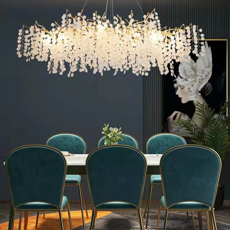 Luxury Branches Crystal Frosted Glass Chandelier Set for Living /Dining Room-Nobipets