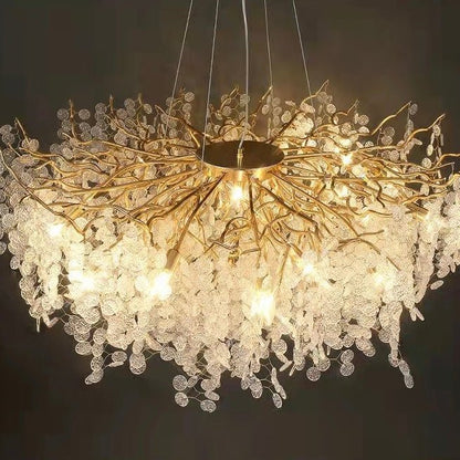 Luxury Branches Crystal Frosted Glass Chandelier Set for Living /Dining Room-Nobipets