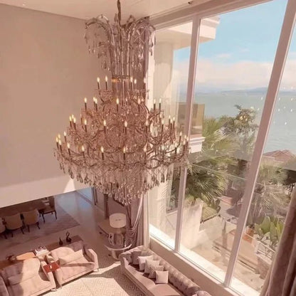 Luxury Classic Multi-layers Candle Crystal Dimmable Tiered Chandelier in Gold/Silver Finish-Nobipets