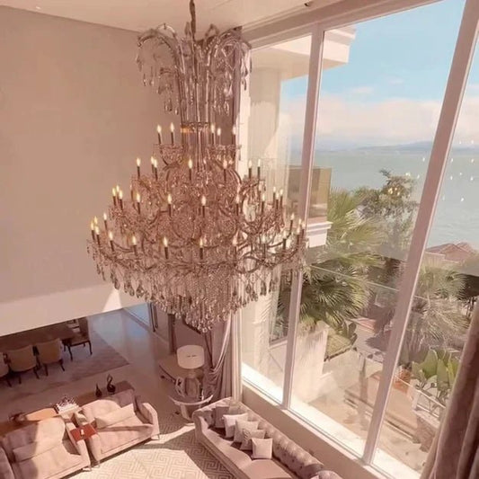 Luxury Classic Multi-layers Candle Crystal Dimmable Tiered Chandelier in Gold/Silver Finish-Nobipets