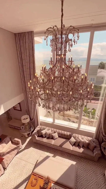 Luxury Classic Multi-layers Candle Crystal Dimmable Tiered Chandelier in Gold/Silver Finish-Nobipets