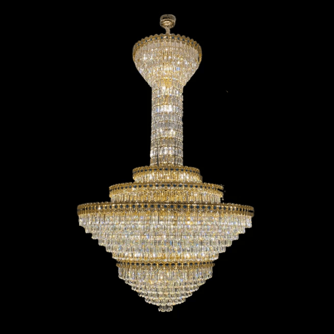 Luxury Extra Large Conical Funnel Crystal Chandelier with Sapphire for High-celling-Nobipets