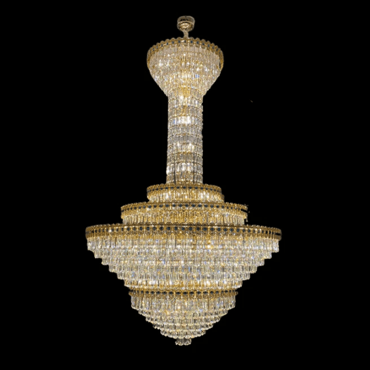 Luxury Extra Large Conical Funnel Crystal Chandelier with Sapphire for High-celling-Nobipets