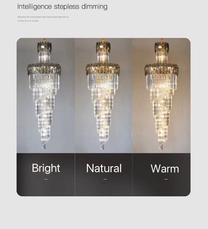 Luxury Extra Large Foyer Spiral Staircase Chandelier Long Crystal Ceiling Light Fixture For Living Room Hall Entrance-Nobipets