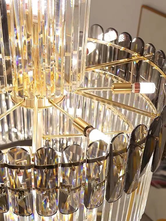 Luxury Extra Large Foyer Spiral Staircase Chandelier Long Crystal Ceiling Light Fixture For Living Room Hall Entrance-Nobipets