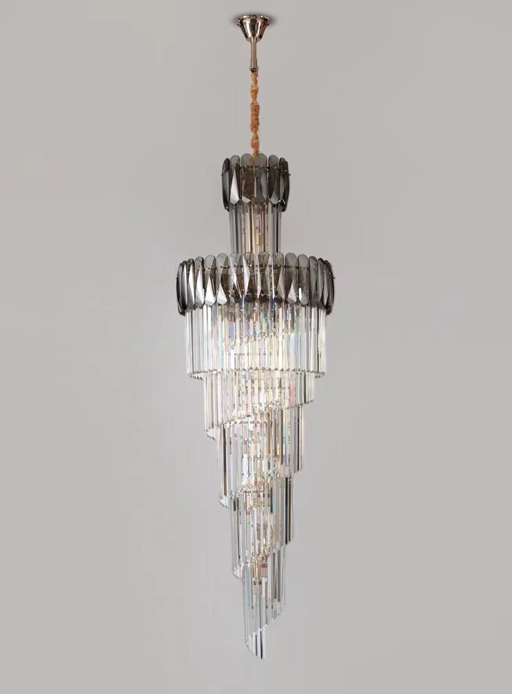 Luxury Extra Large Foyer Spiral Staircase Chandelier Long Crystal Ceiling Light Fixture For Living Room Hall Entrance-Nobipets