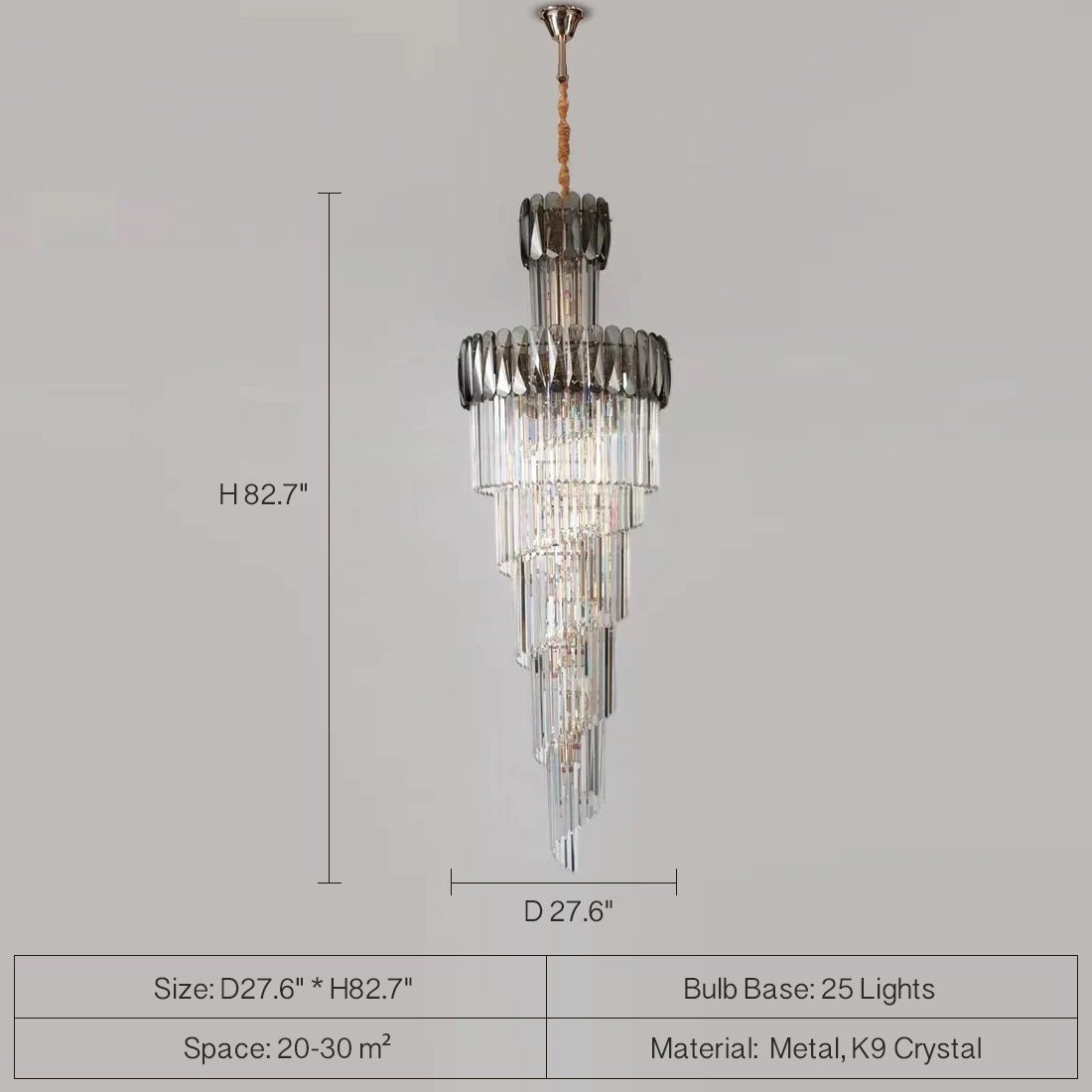 Luxury Extra Large Foyer Spiral Staircase Chandelier Long Crystal Ceiling Light Fixture For Living Room Hall Entrance-Nobipets