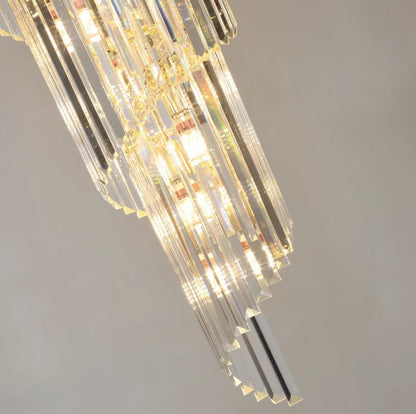 Luxury Extra Large Foyer Spiral Staircase Chandelier Long Crystal Ceiling Light Fixture For Living Room Hall Entrance-Nobipets