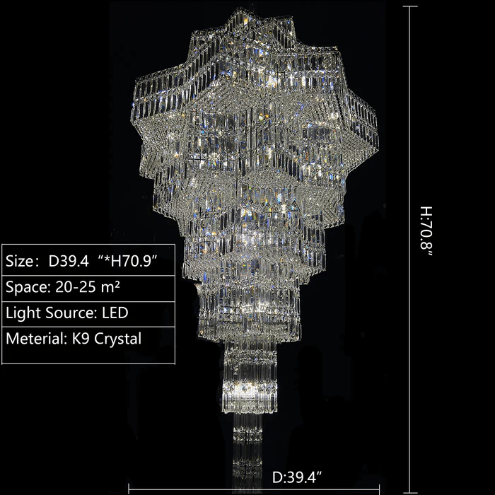 Luxury Extra Large Plaza Multi-Tier Crystal Chandelier For Hotel Hall / 2 Story Foyer / High Ceiling Living Room-Nobipets