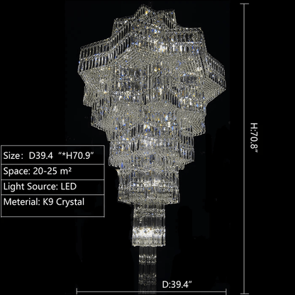 Luxury Extra Large Plaza Multi-Tier Crystal Chandelier For Hotel Hall / 2 Story Foyer / High Ceiling Living Room-Nobipets