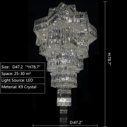 Luxury Extra Large Plaza Multi-Tier Crystal Chandelier For Hotel Hall / 2 Story Foyer / High Ceiling Living Room-Nobipets