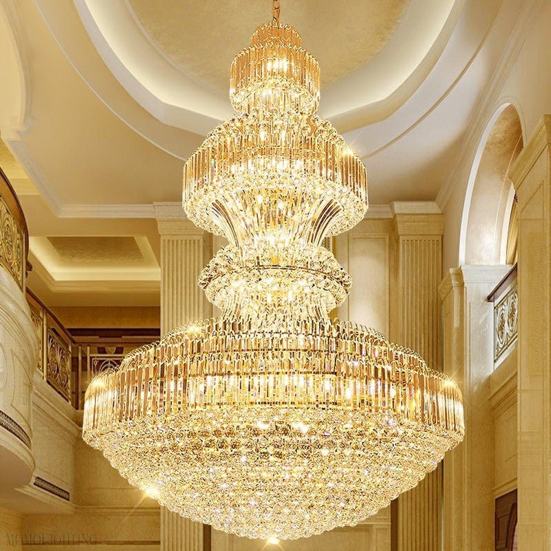 Luxury Extra Large Round Ceiling Lighting Fixture Stately Crystal Chandelier For Foyer Entryway/ Entrance-Nobipets