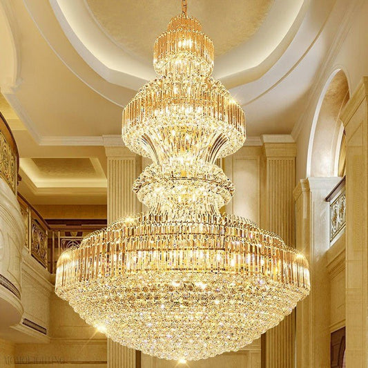 Luxury Extra Large Round Ceiling Lighting Fixture Stately Crystal Chandelier For Foyer Entryway/ Entrance-Nobipets